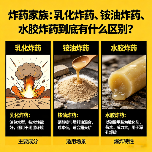 宝应炸药家族：乳化炸药、铵油炸药、水胶炸药到底有什么区别？